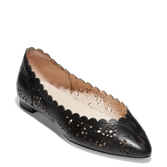 NEW Cole Haan Women Callie Leather Scallop Paisley Floral Lace Laser Cut Pattern - Picture 1 of 6